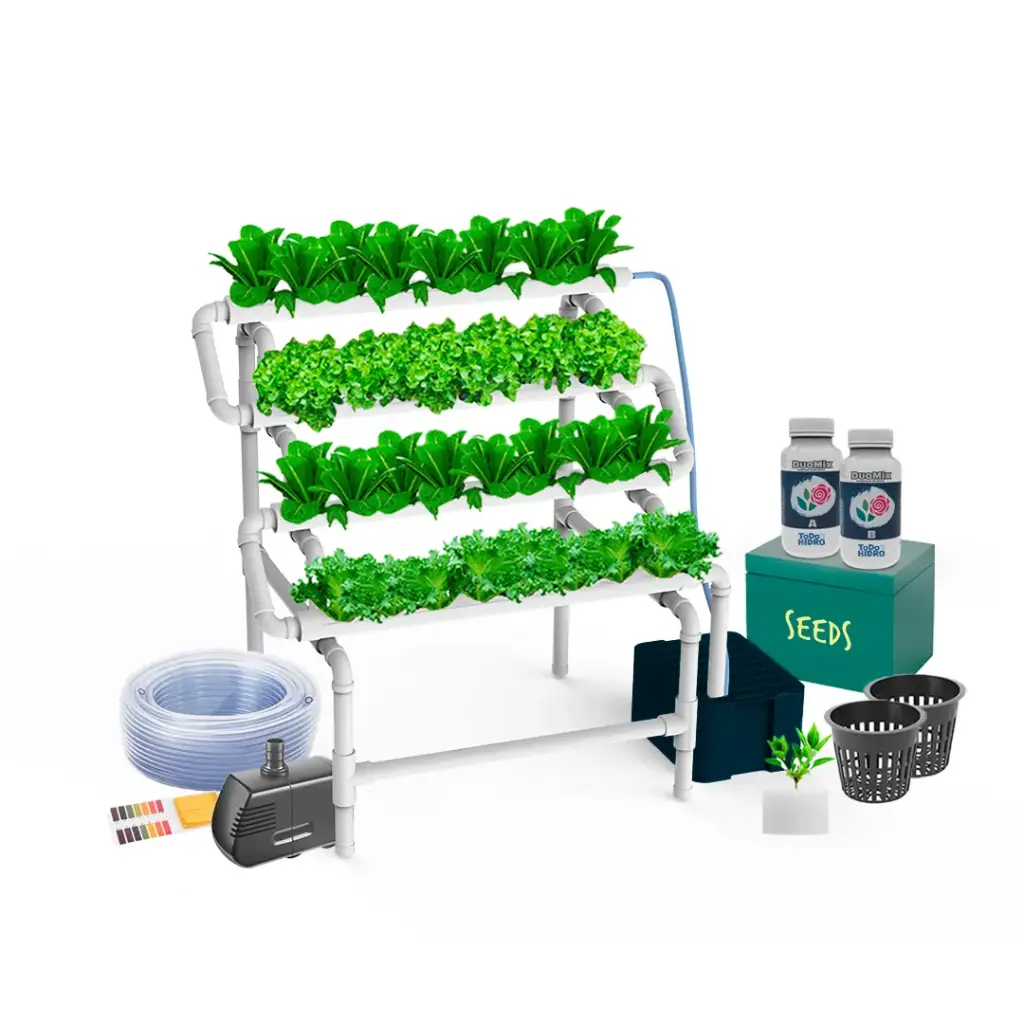 [KITWNUTRN9] Kit Hidropónico N9 NFT Sistema para 32 Plantas, Jardín Interior Completo con Nutrientes, Semillas y Accesorios