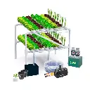 Kit Hidropónico N16 Sistema NFT para 128 Plantas, Jardín Interior Completo con Nutrientes, Semillas y Accesorios