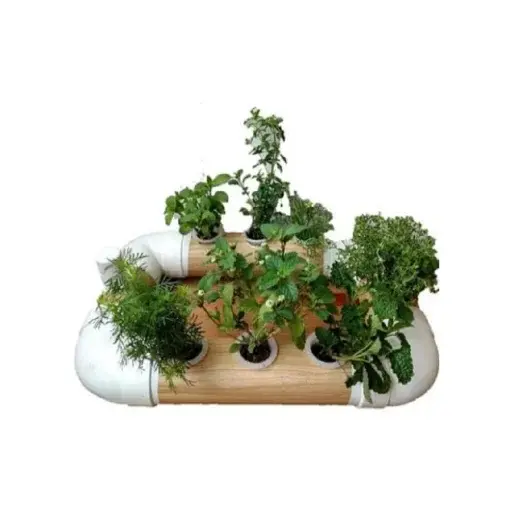 [KITWNUTRM7] Mini Garden Wood Style Kit Hidropónico Ultra Compacto para Cultivo Interior, 7 Plantas con Nutriente y Semillas de Plantas