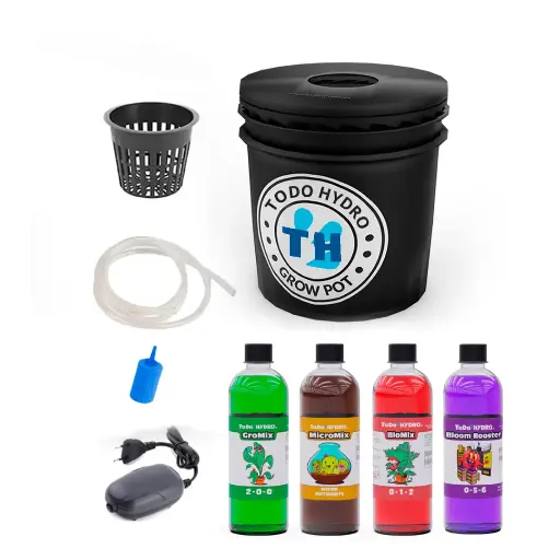Maceta de Cultivo Económico DWC Hydro Bucket Kit con Bomba de Aire, Nutrientes y Más