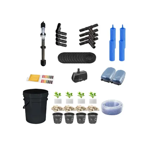 Grow Pot RDWC 20L Kit Sistema Hidropónico de 5 Cubos con Bombas de Aire, Nutrientes, Macetas de Red y Depósito de Agua
